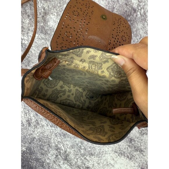 Boho Faux Leather Purse Women S Brown laser cut Crossbody Shoulder Bag Tassel - Picture 5 of 12